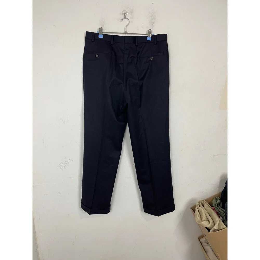Lauren‎ Ralph Lauren Mens Wool Cashmere Pleated Cuffed Dress Pants Navy 36x30